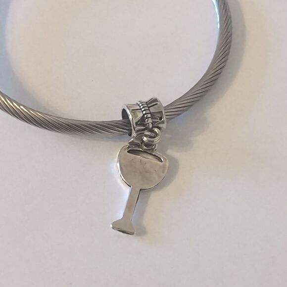 Silver Margarita / Wine Dangle Charm for Pandora Style Bracelet - Picture 4 of 4